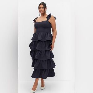 City Chic Tiered Navy Dress Size 22